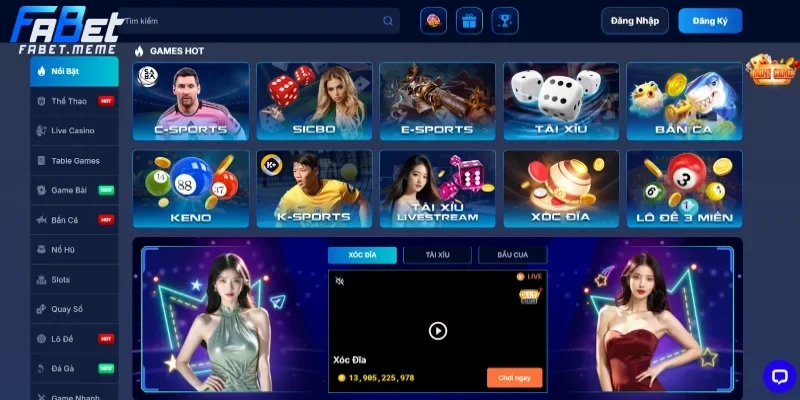 Hàng loạt các sảnh game đang chờ đợi người chơi sau khi đăng nhập FABET