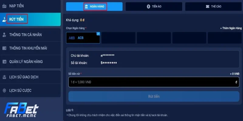 Hướng dẫn rút tiền với FABET với các bước đơn giản